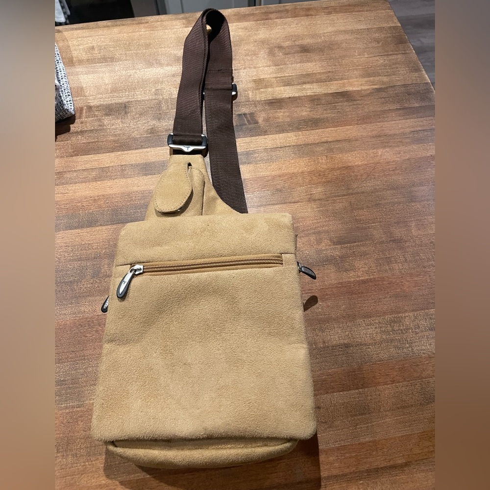 Travelon microfiber Suede messenger bag . Like new